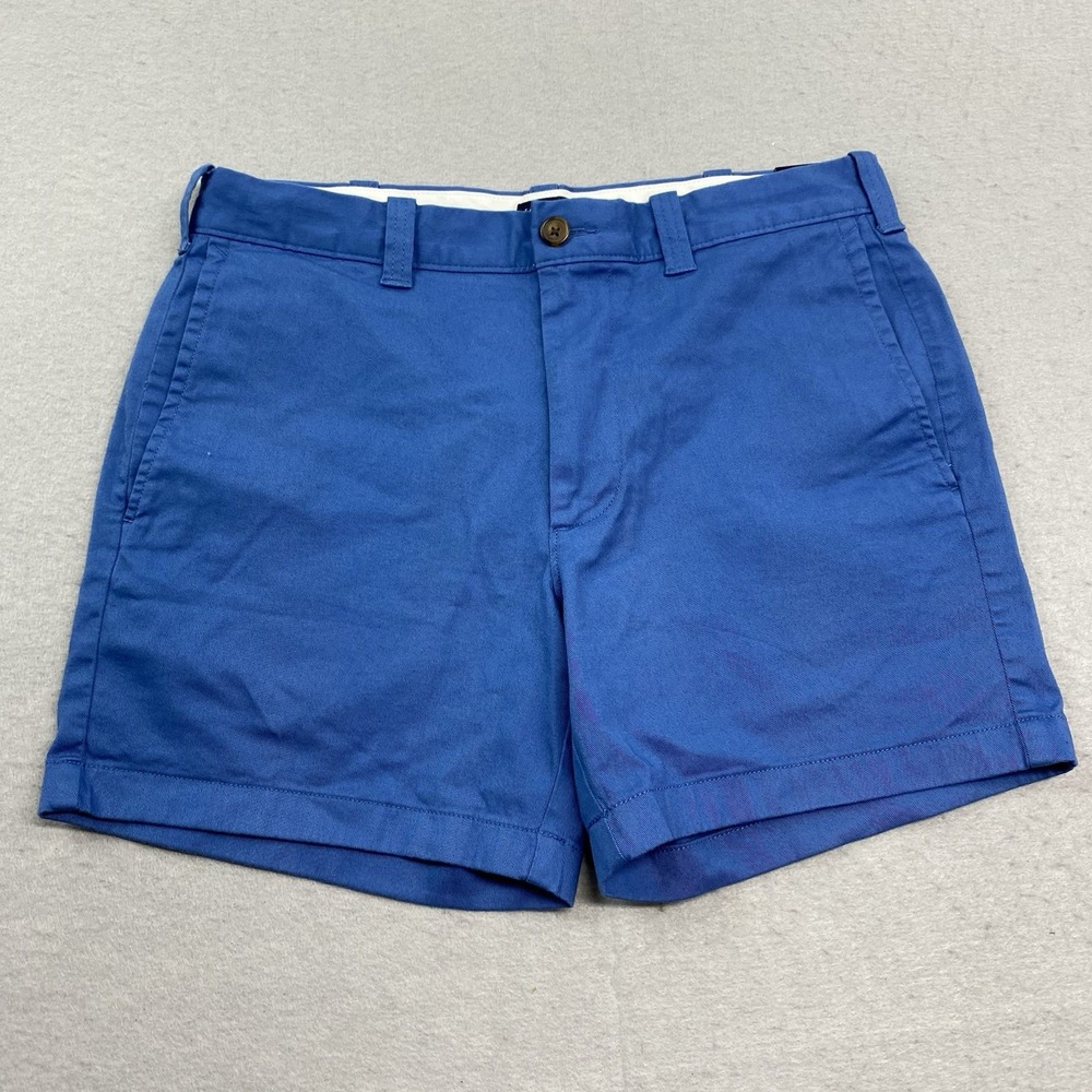 J Crew Shorts Mens 31 Blue Flex Chino 5" Inseam Preppy Flat Front